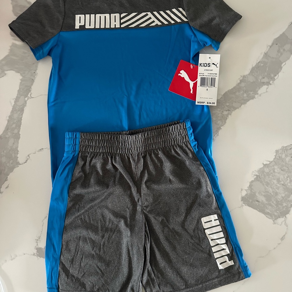PUMA Kids Blue and Gray Activewear Set